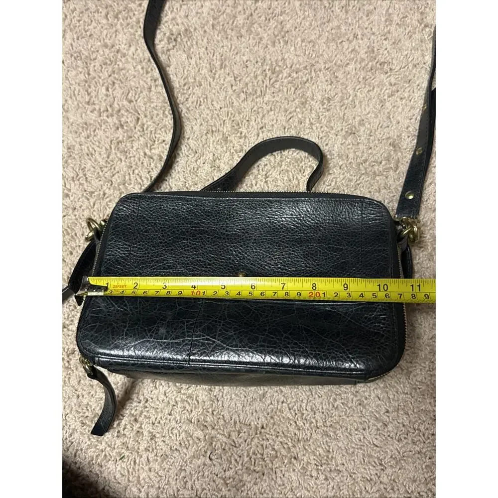 12th Street by Cynthia Vincent Leila Glazed Leather Double-Zip Crossbody Bag